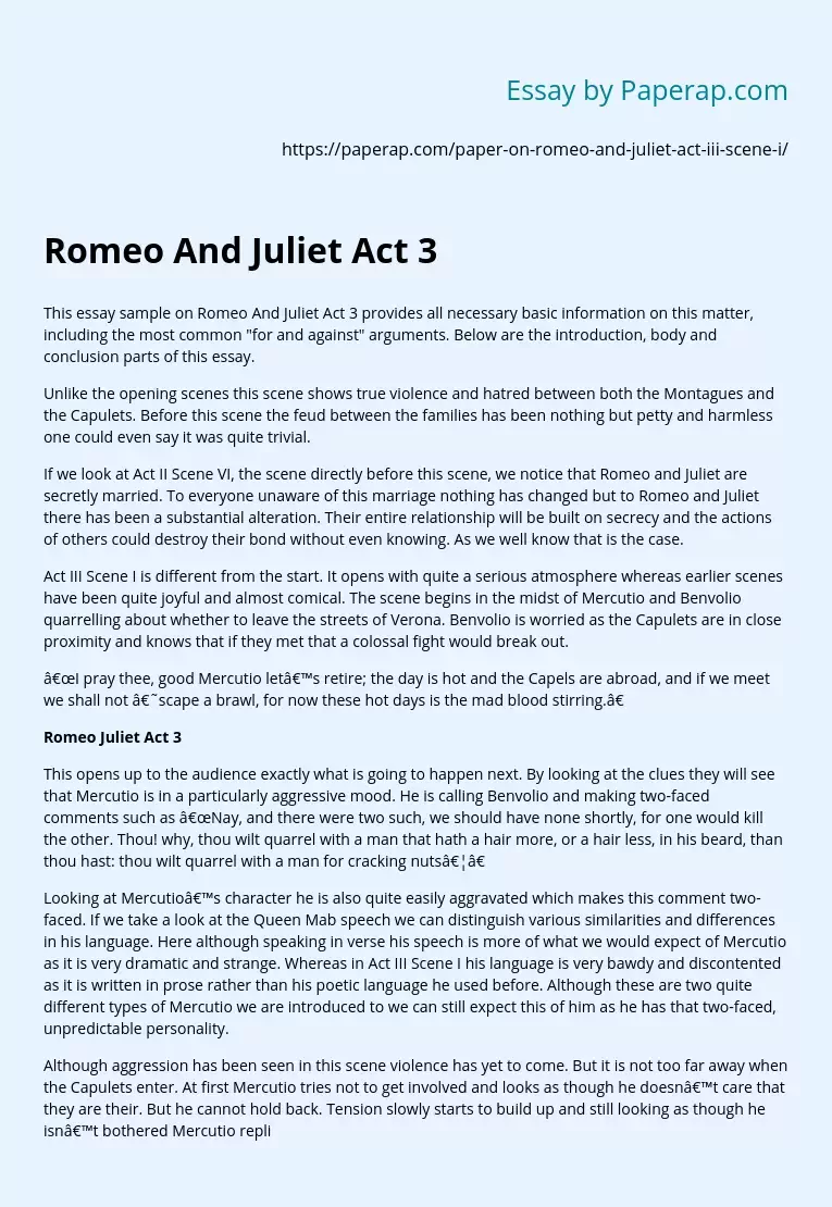 Romeo And Juliet Act 3
