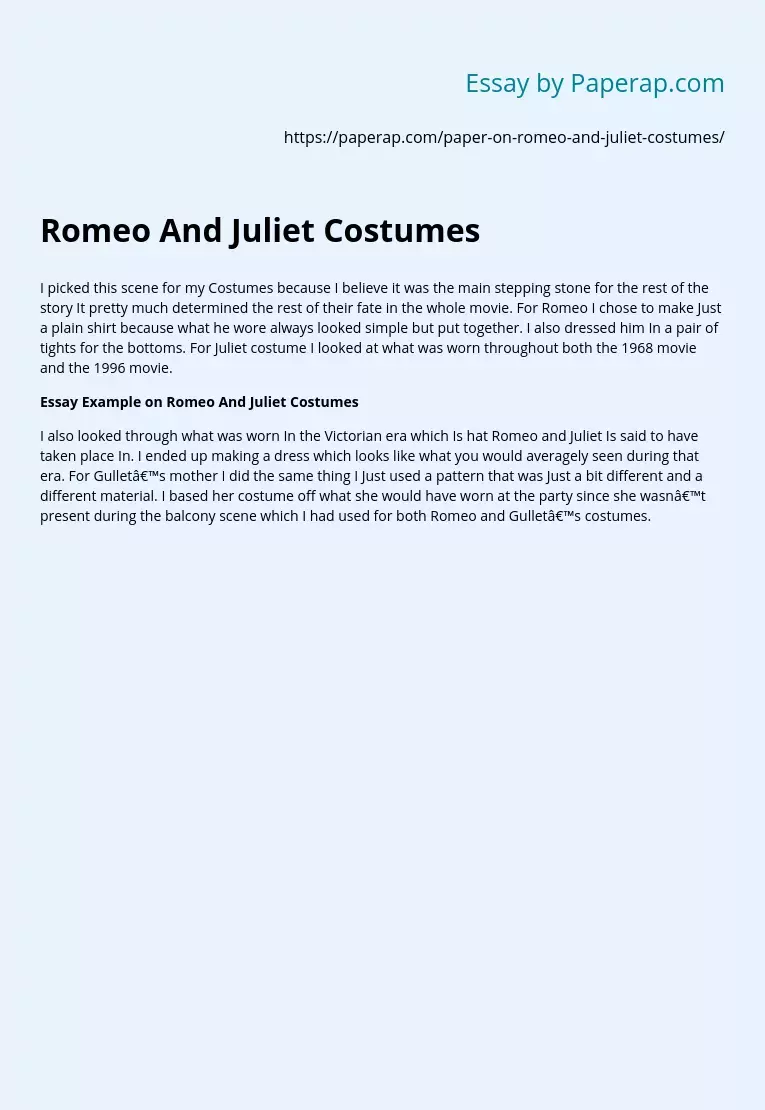 Romeo And Juliet Costumes