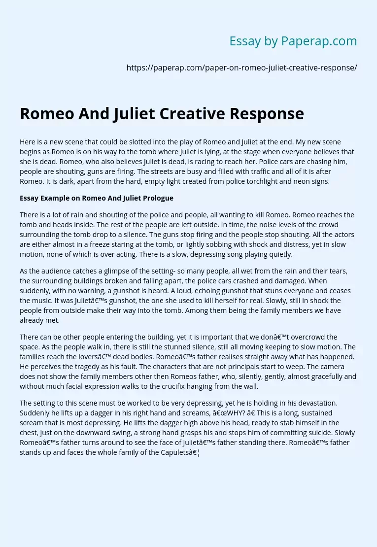 Romeo And Juliet Creative Response