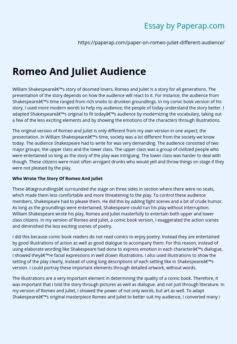 Реферат: Romeo And Juliet Banned Book Report