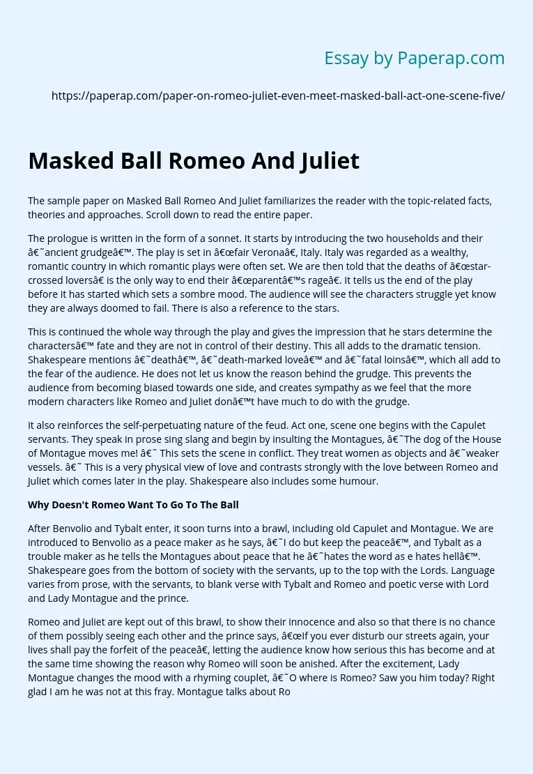 Masked Ball Romeo And Juliet