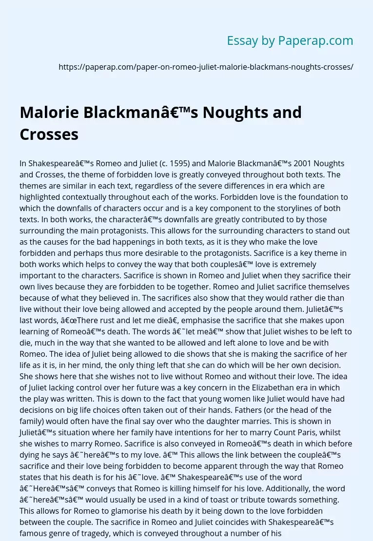 Malorie Blackman’s Noughts and Crosses