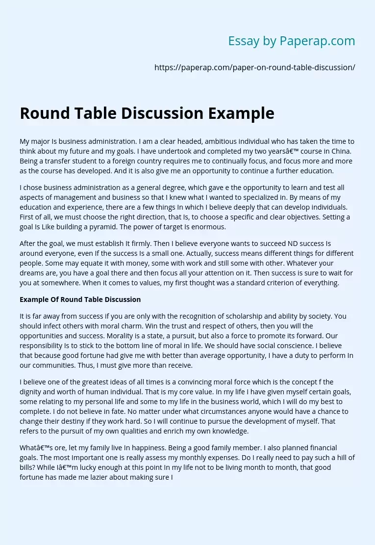 Round Table Discussion Example
