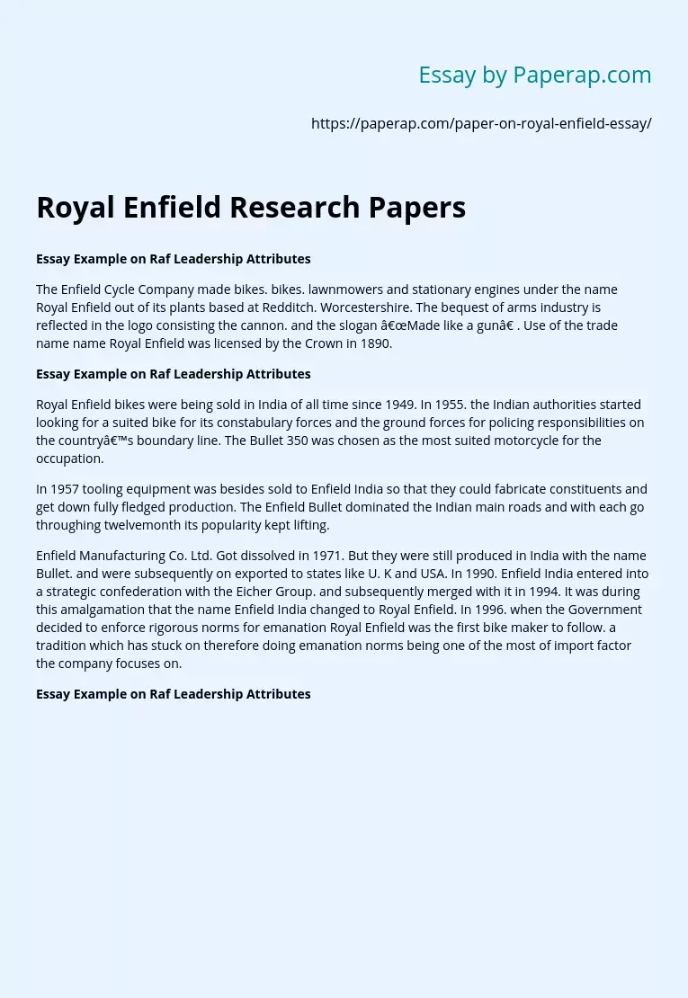 Royal Enfield Research Papers
