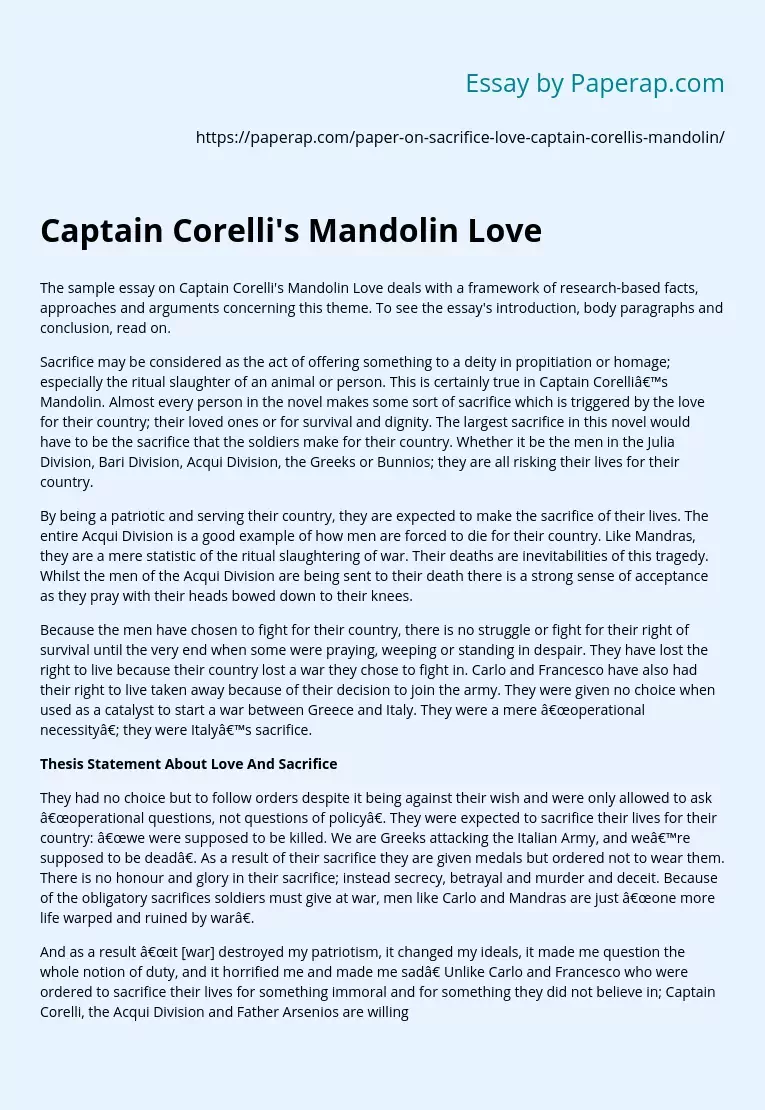 Captain Corelli's Mandolin Love