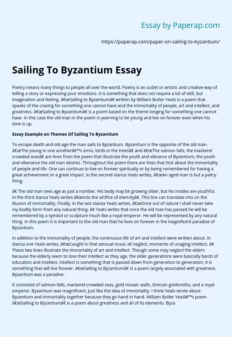 Sailing To Byzantium Essay