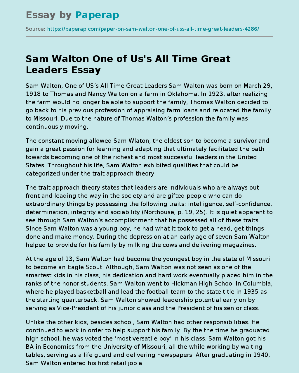 Sam Walton One of Us's All Time Great Leaders