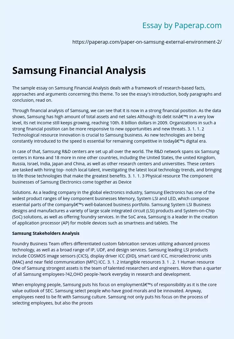 Samsung Financial Analysis