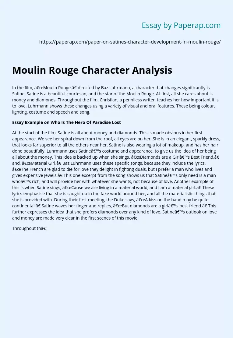 Moulin Rouge Character Analysis