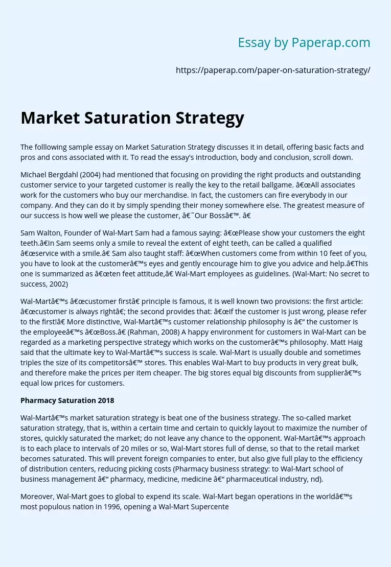 Market Saturation Strategy