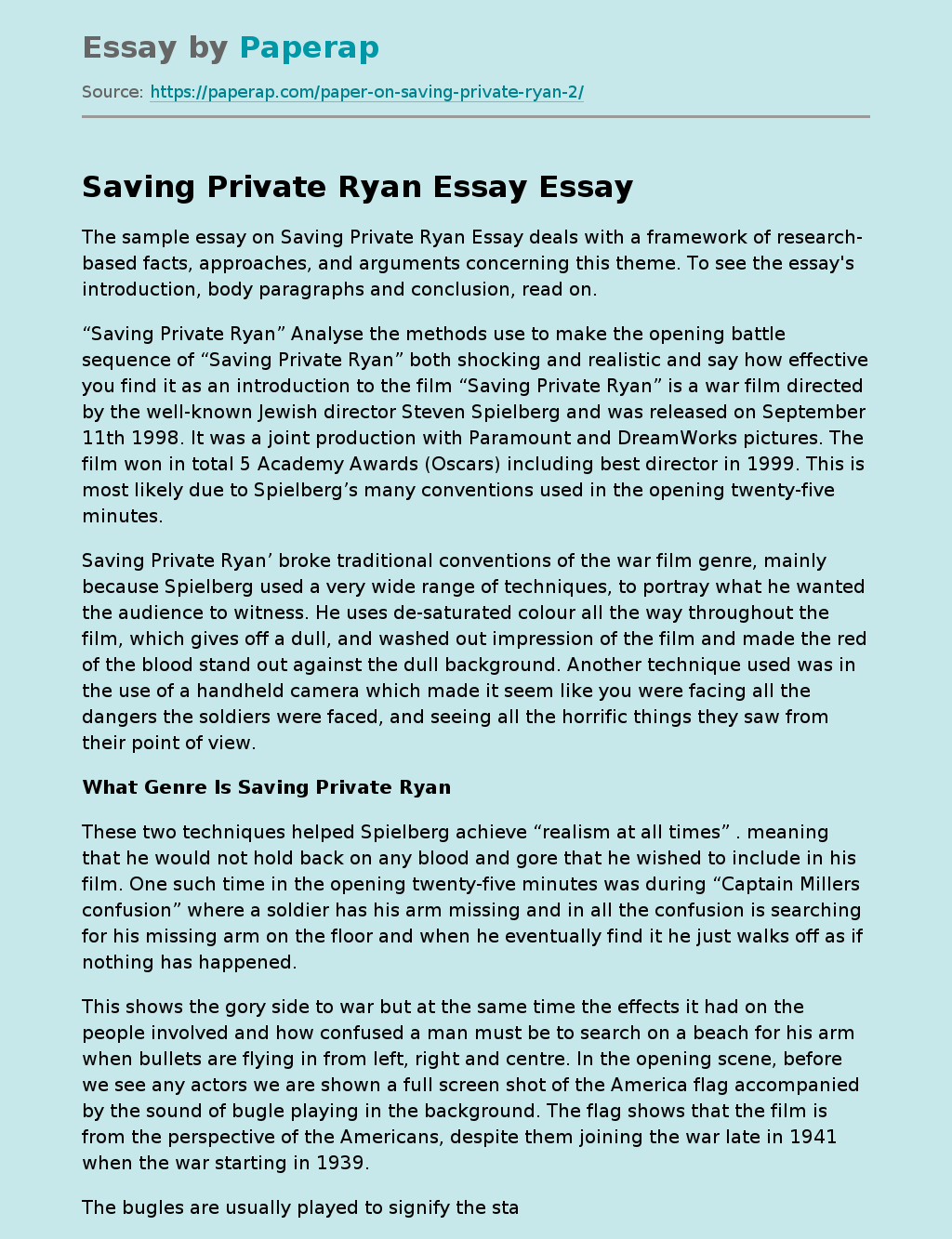 Saving Private Ryan Essay
