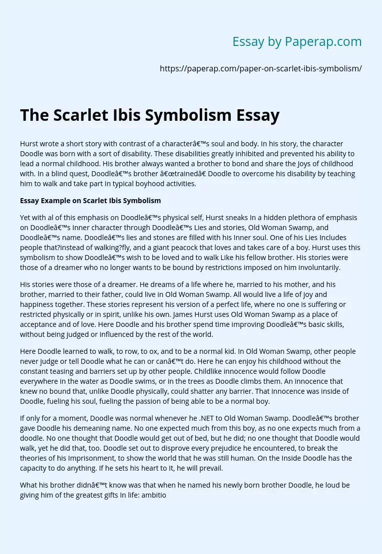 the scarlet ibis essay