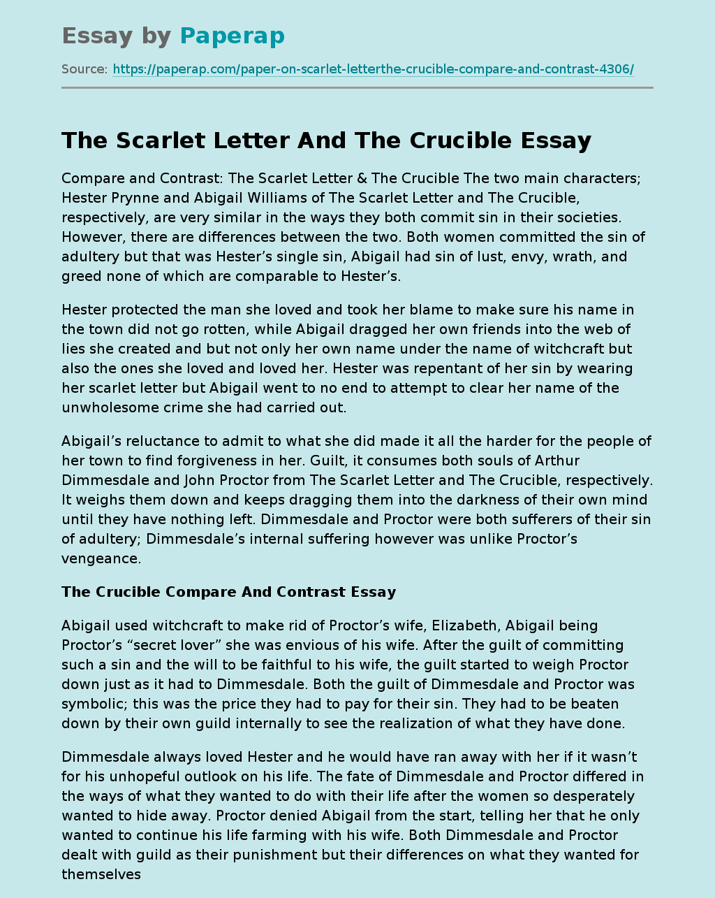 scarlet letter essay