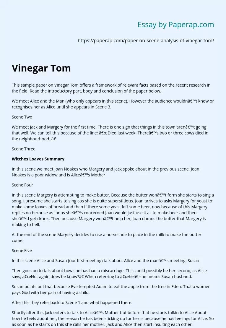 Vinegar Tom Example