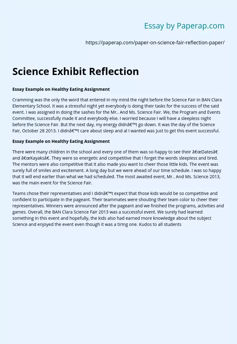 Science Exhibit Reflection