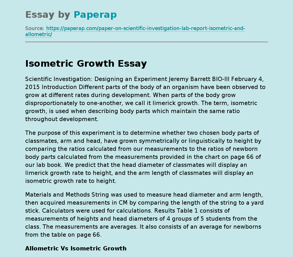 Isometric Growth