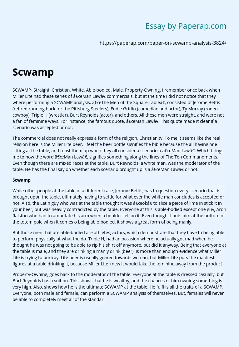 SCWAMP Commercial Analysis