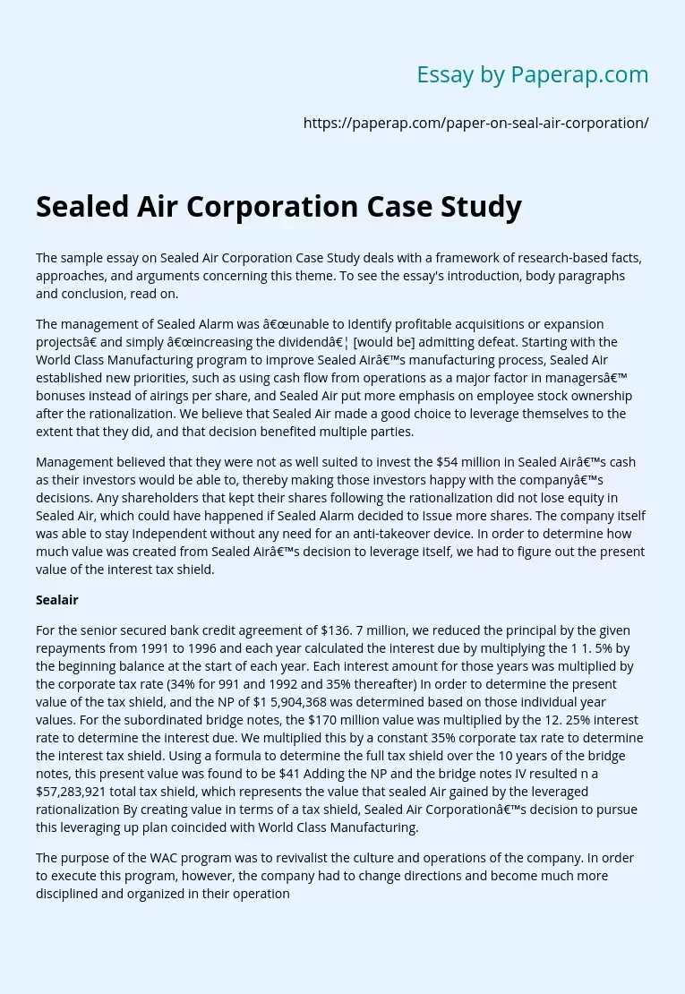sealed air corporation case study