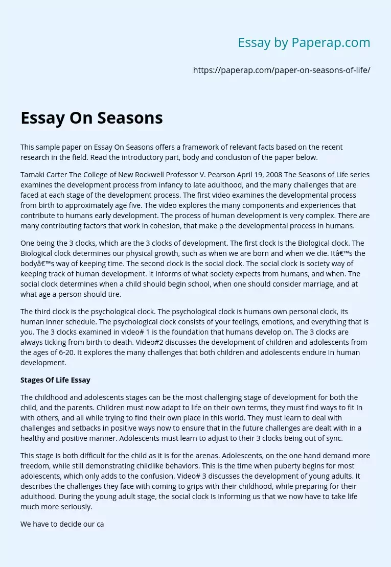 Essay On Seasons