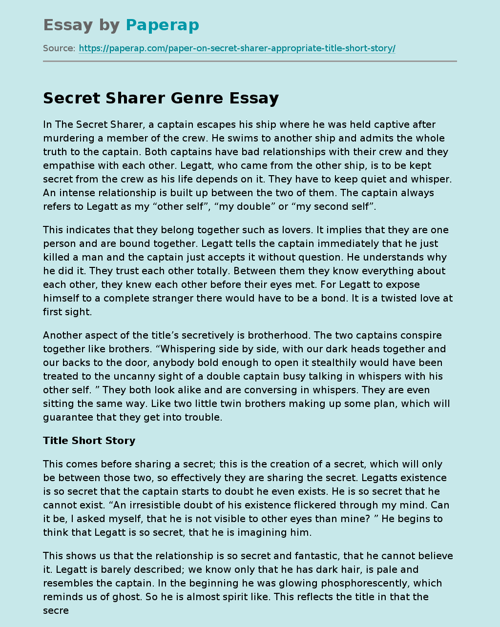 "The Secret Sharer" by Joseph Conrad
