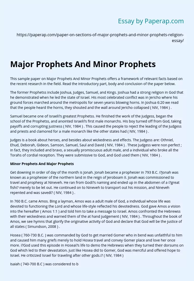 Major Prophets And Minor Prophets