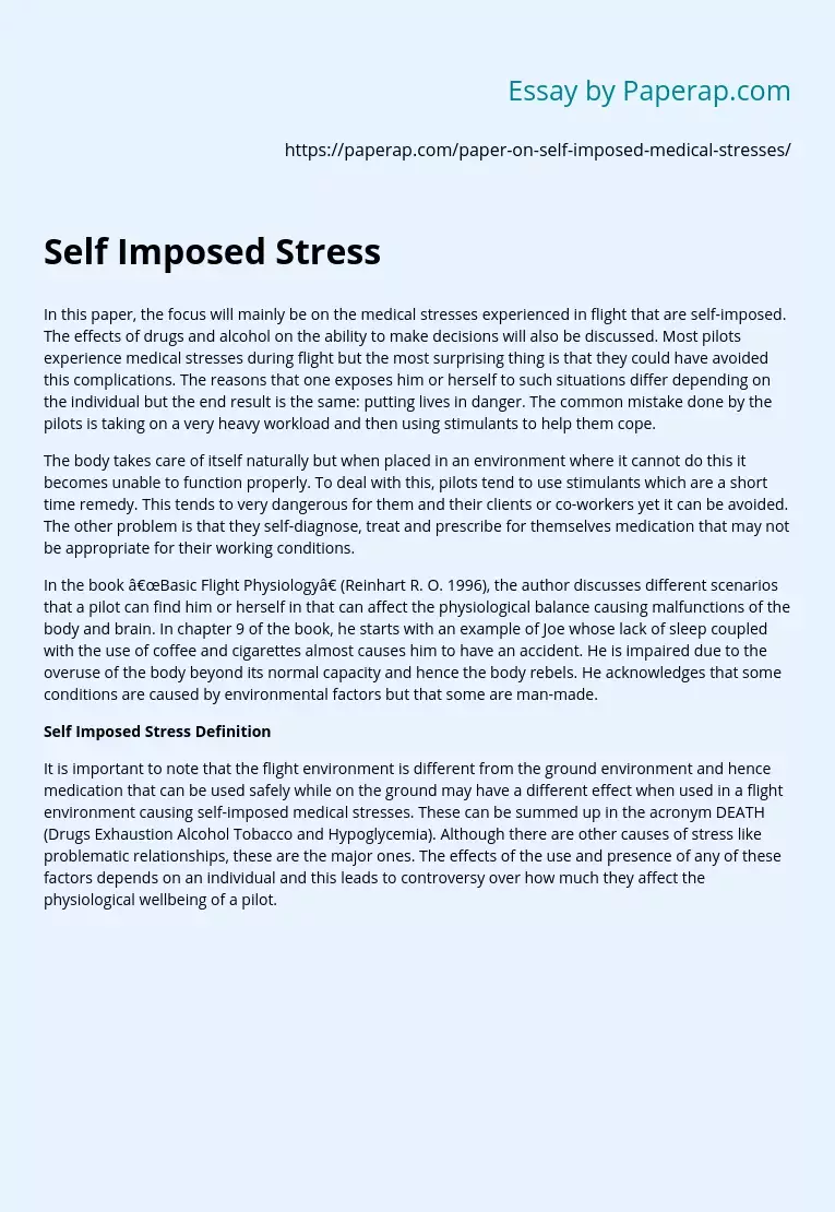 Self Imposed Stress