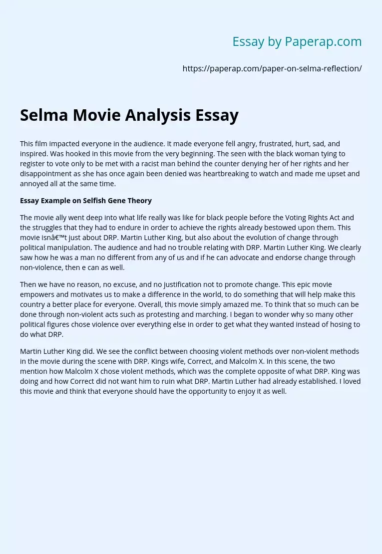 Selma Movie Analysis Essay