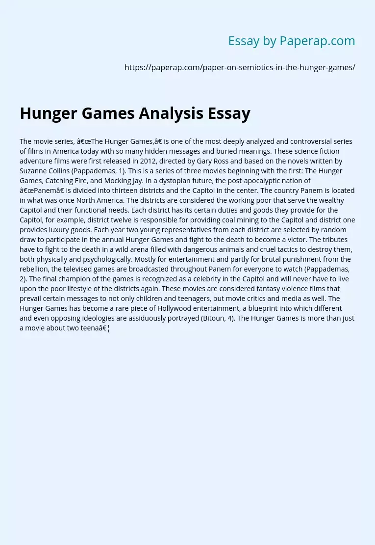 Hunger Games Analysis Essay