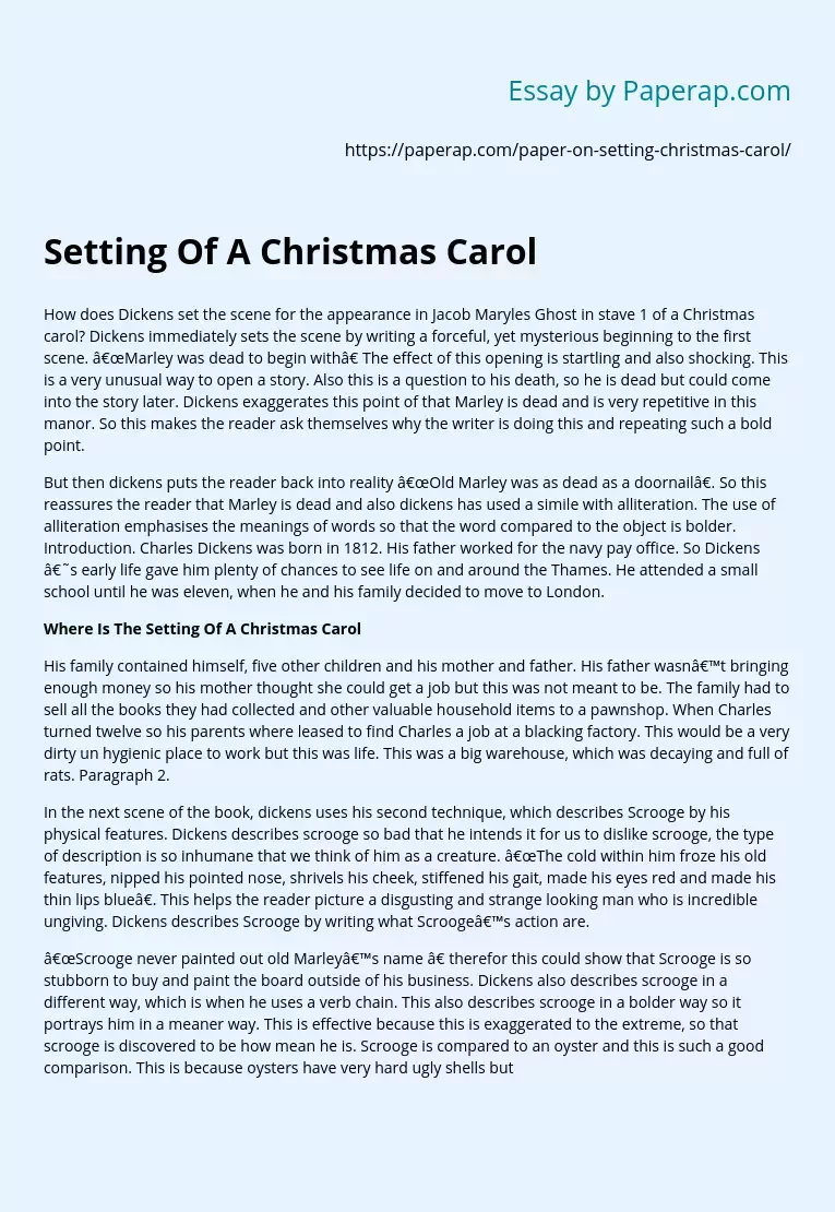 Setting Of A Christmas Carol
