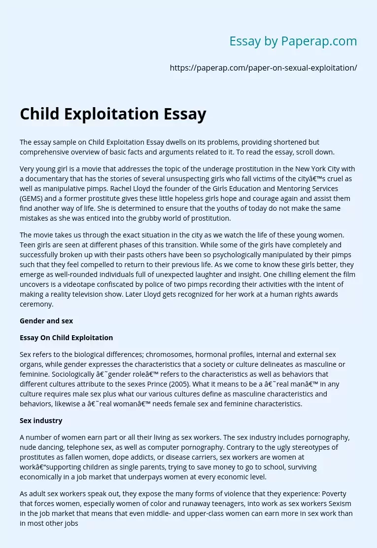 Child Exploitation Essay