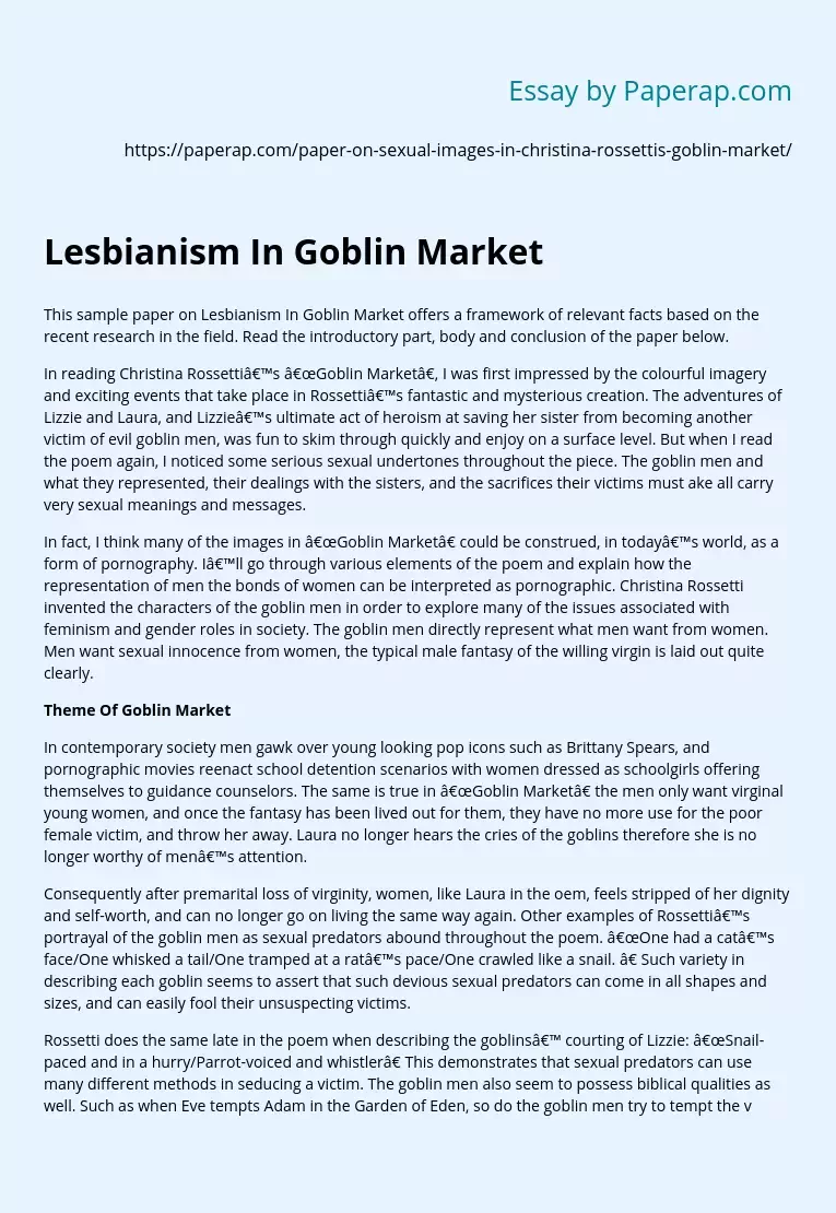 Lesbianism In Goblin Market