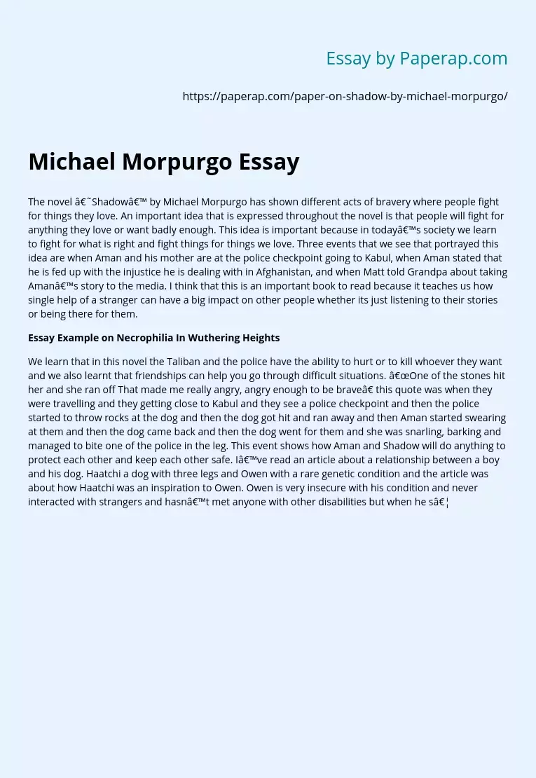 Michael Morpurgo Essay