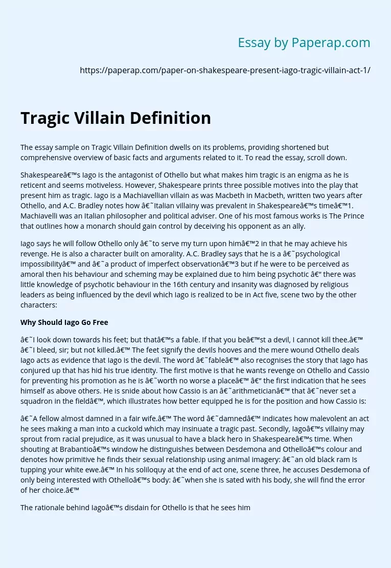Tragic Villain Definition