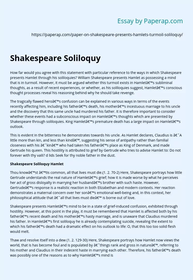 Shakespeare Soliloquy