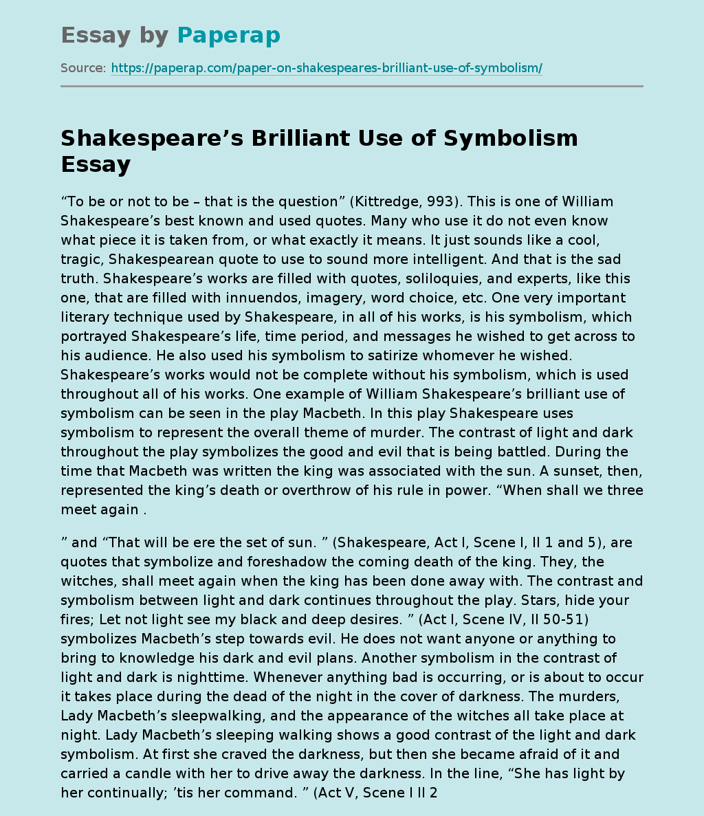 Shakespeare’s Brilliant Use of Symbolism