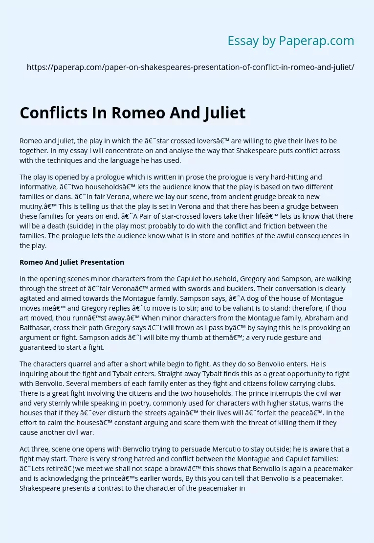 Conflicts In Romeo And Juliet