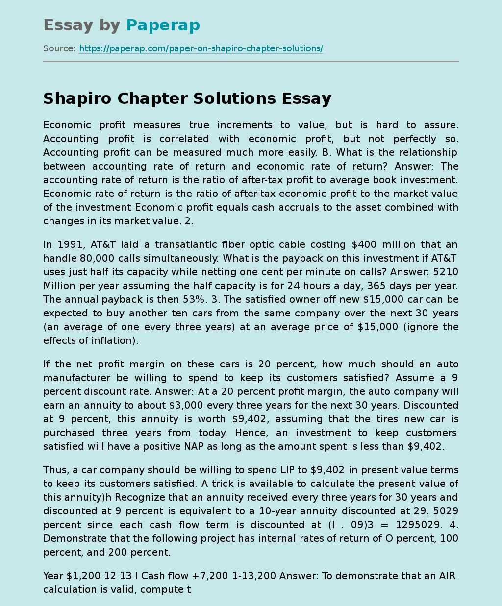 Shapiro Chapter Solutions