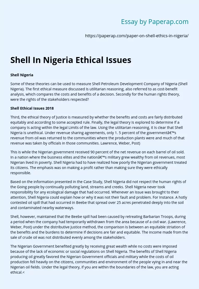 Shell In Nigeria Ethical Issues