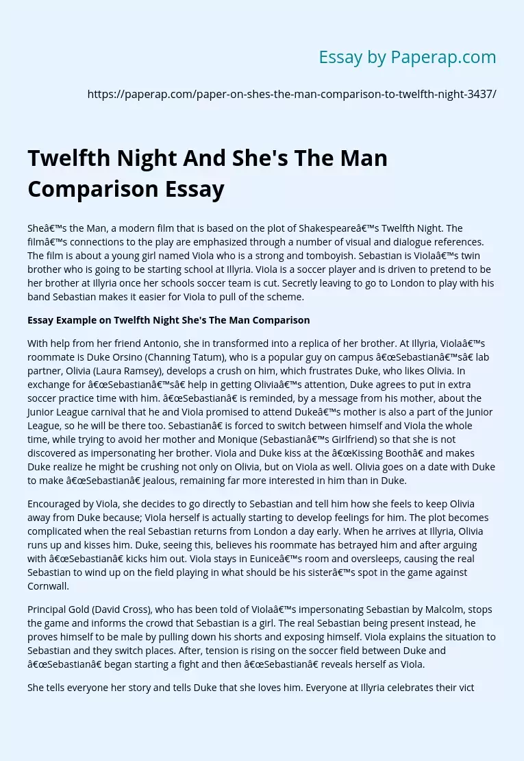 Twelfth Night And She's The Man Comparison Essay