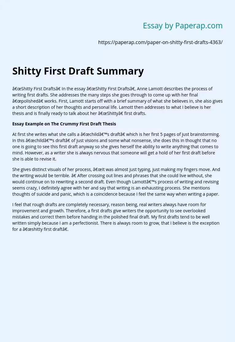 Shitty First Draft Summary