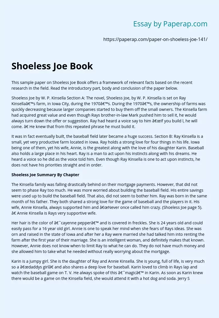 shoeless joe and me summary