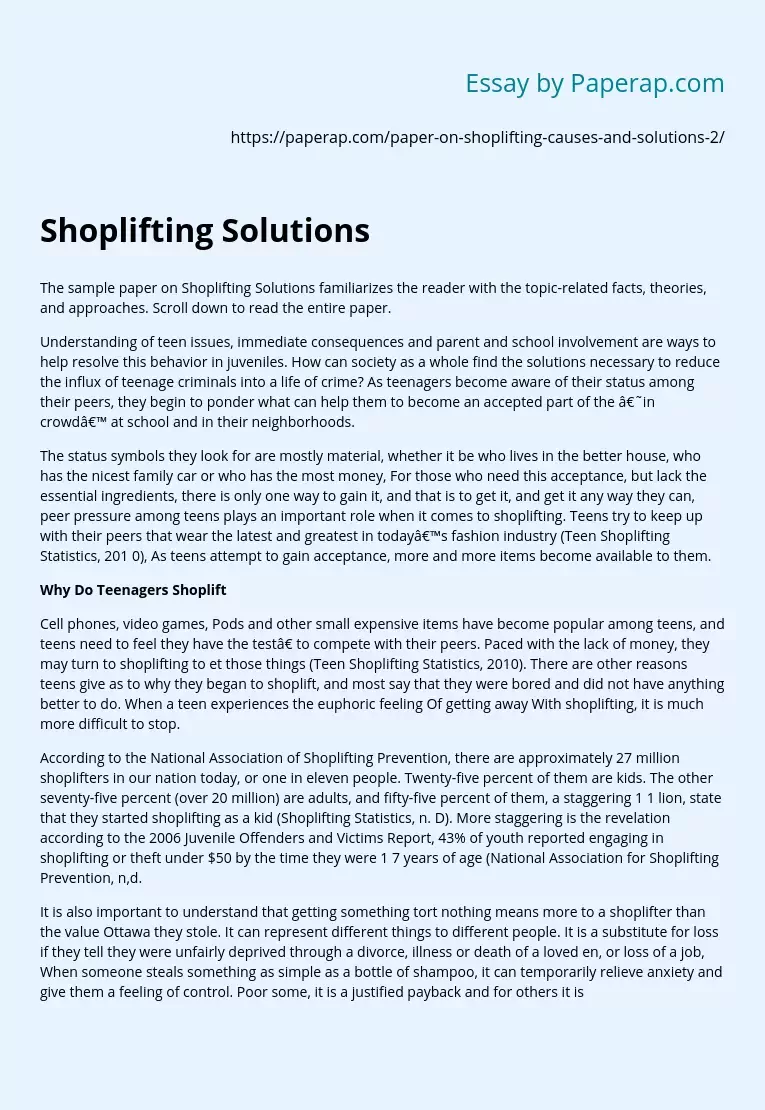 shoplifting program essay