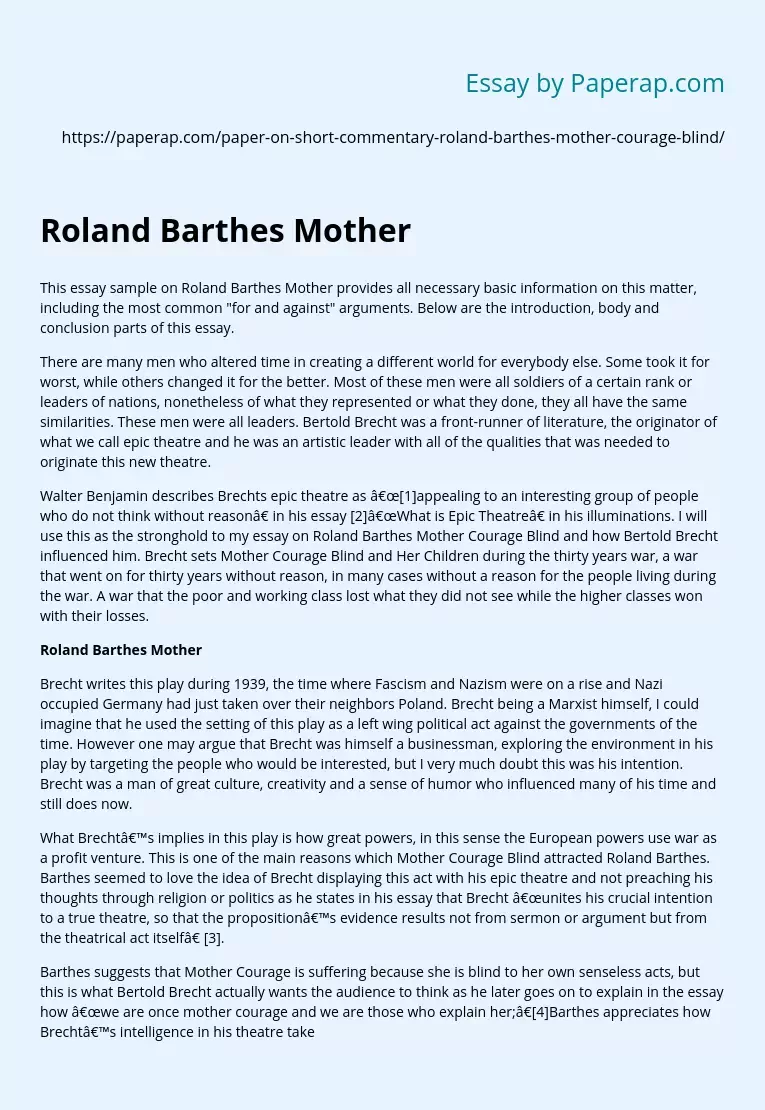 Roland Barthes Mother