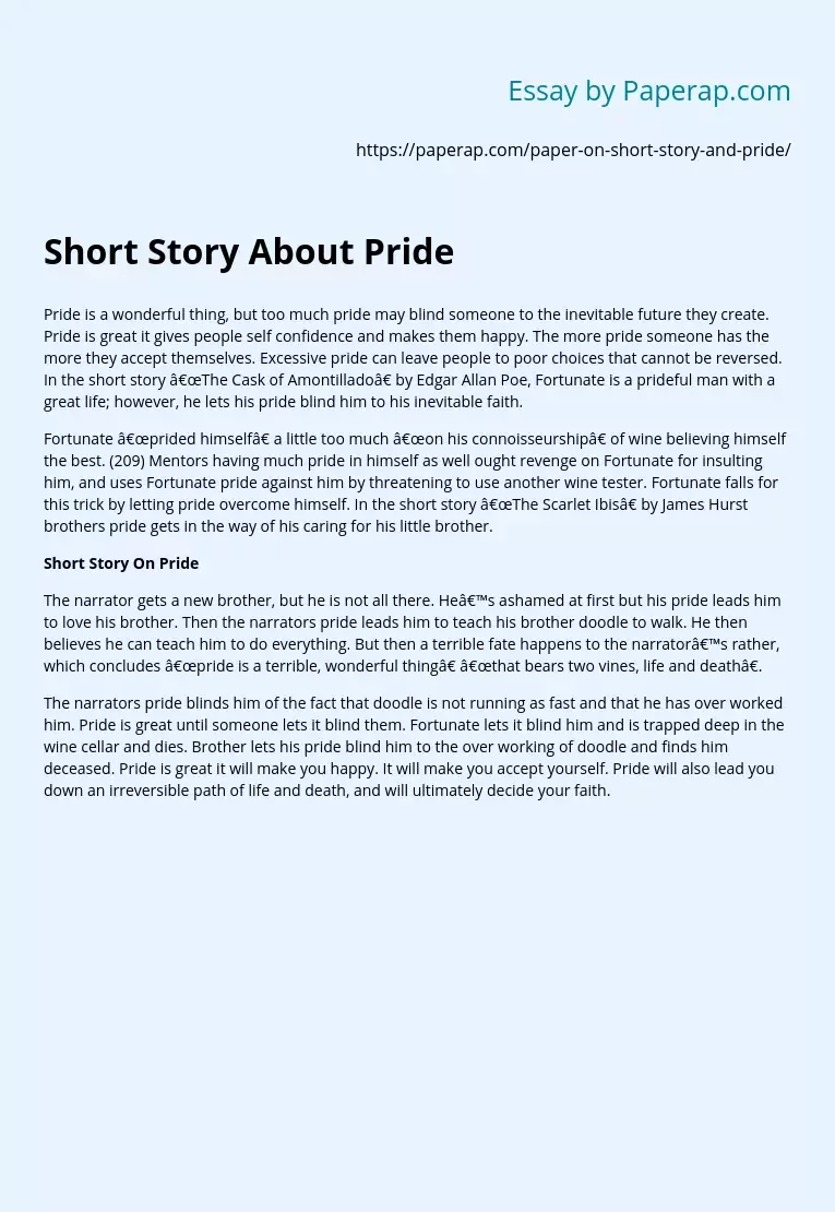 Short Story About Pride