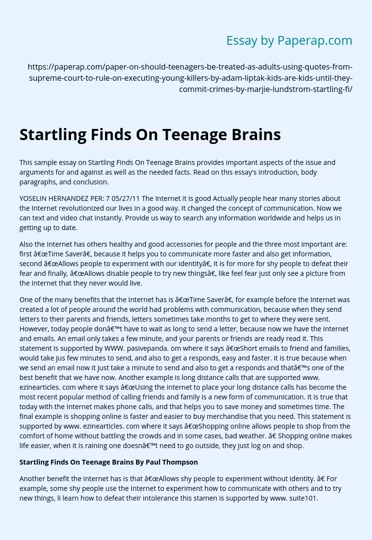 Startling Finds On Teenage Brains