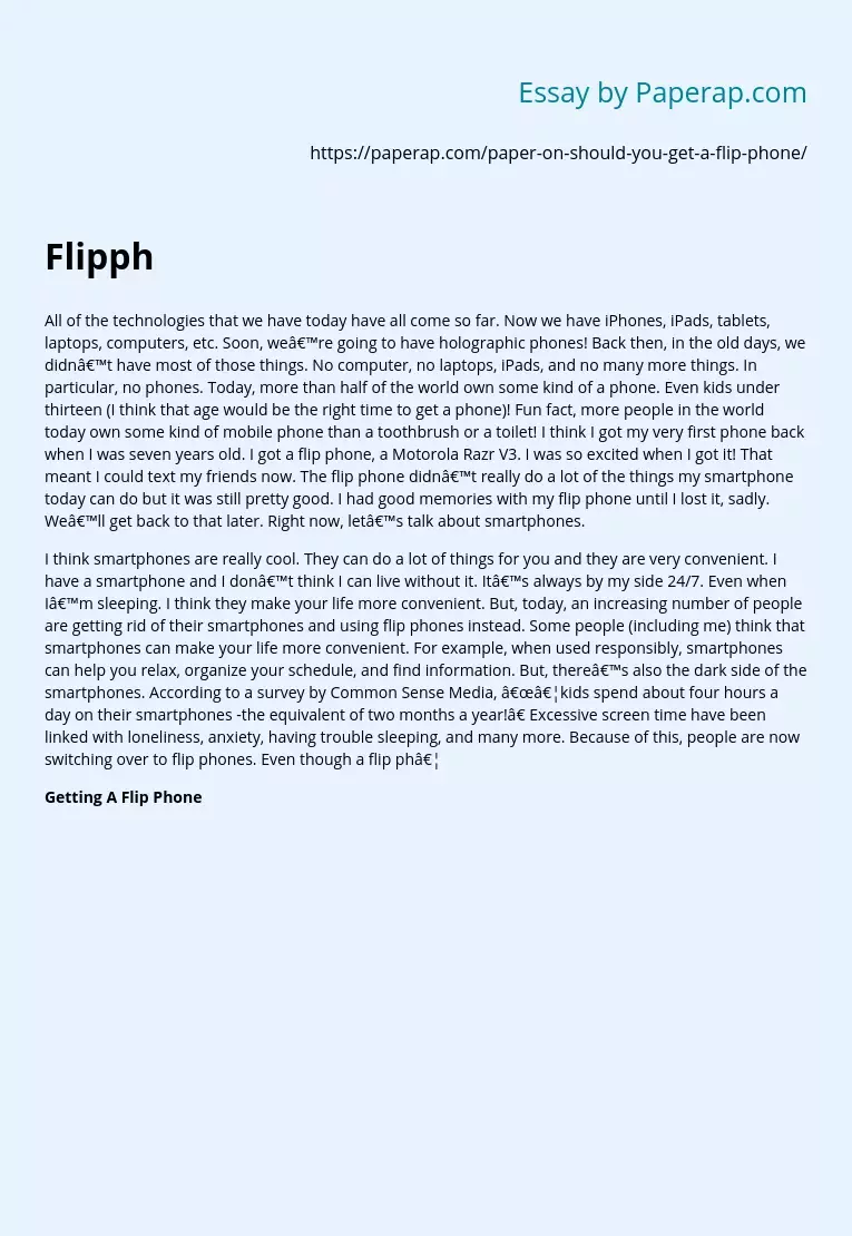 Flip Phone vs Smartphone