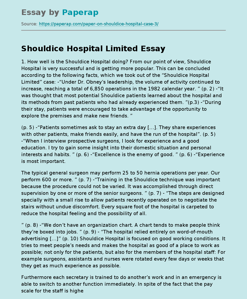Shouldice Hospital Limited