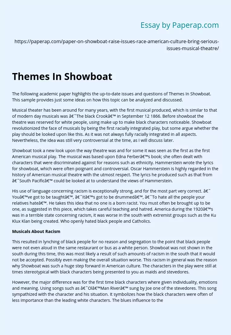 Themes In Showboat