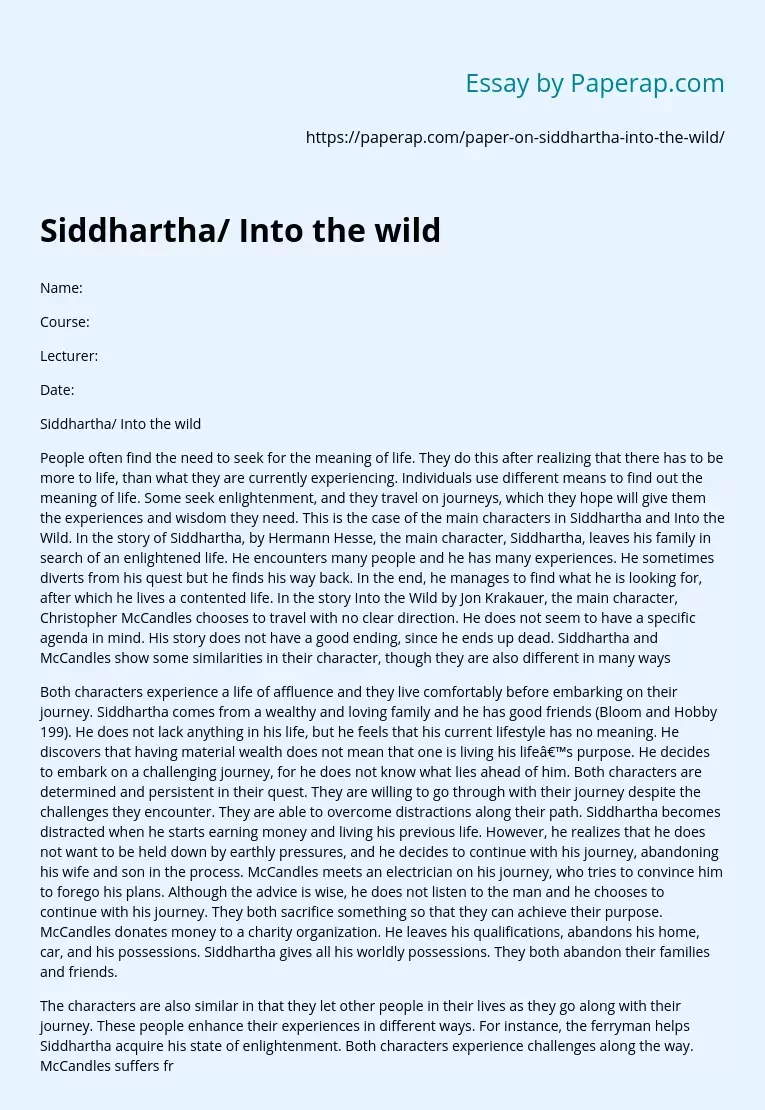 Siddhartha/ Into the wild