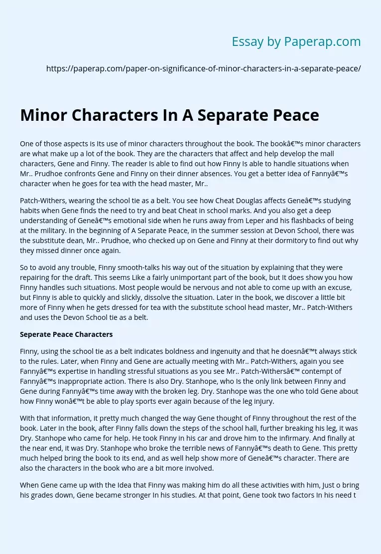 Minor Characters In A Separate Peace